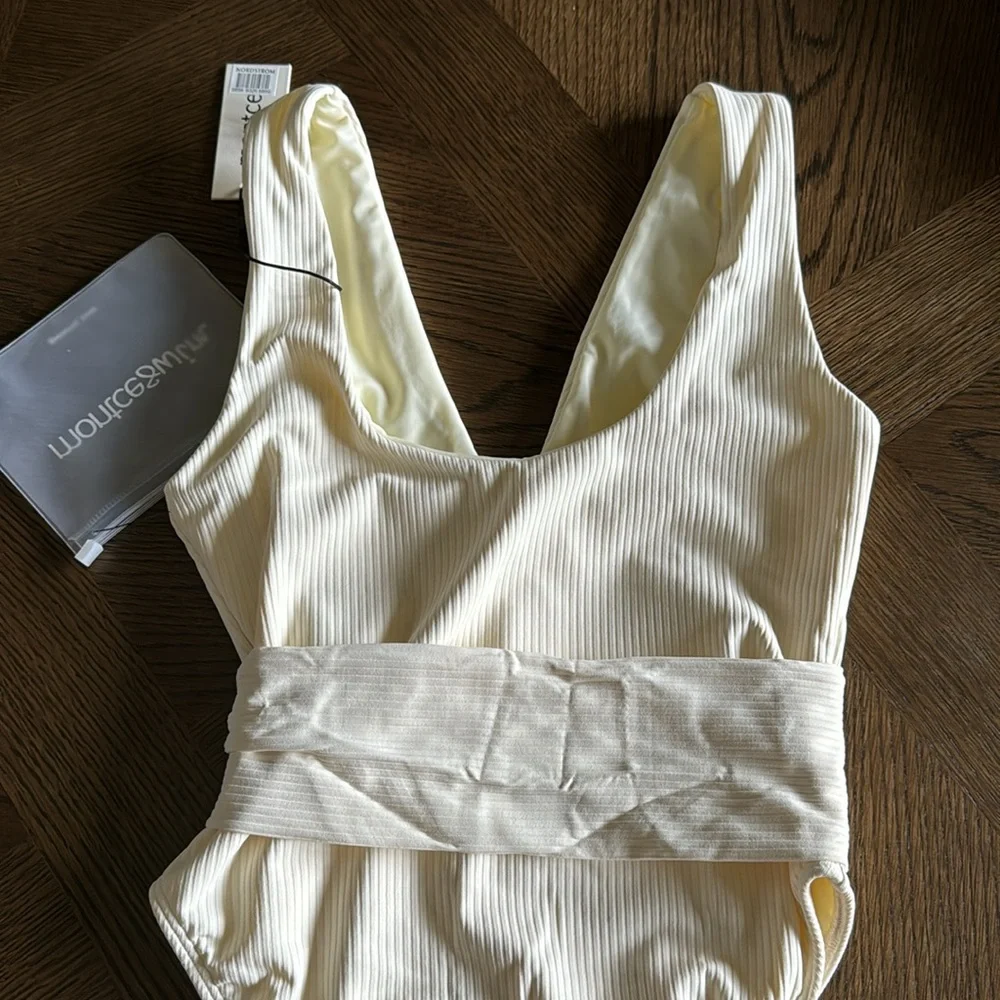 MONTCE SWIM Kim One Piece Swimsuit, Cream Rib, Large , BRAND NEW WITH TAG, $218